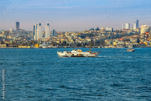 Istanbul, Turkey, 18 January 2009: City Lines Ferries and bosphorus, Uskudar. © Kayihan