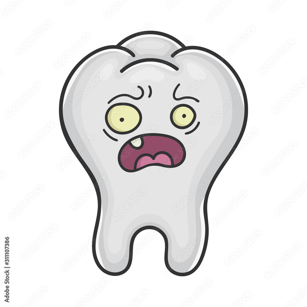 Scared funny tooth cartoon character Scared funny tooth cartoon character