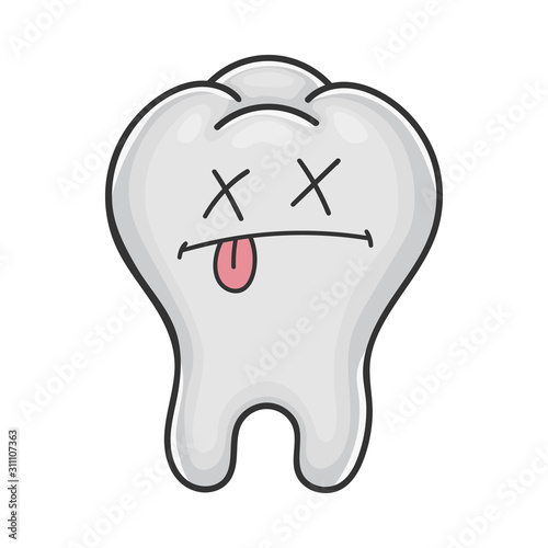 Dead funny cute tooth cartoon