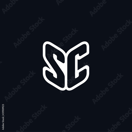 Initial letter S C logo template with line art simplicity in flat design monogram illustration