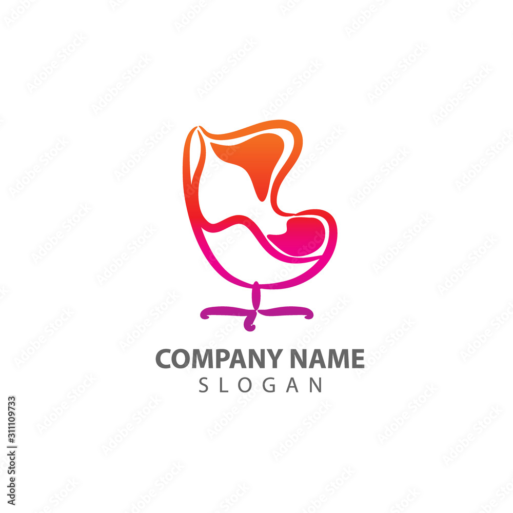 Abstract furniture logo design concept. Symbol and icon of chairs, sofas, tables, and home furnishings.