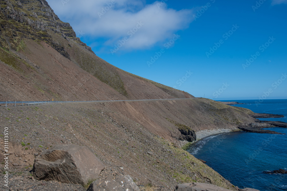 Road through Kambanesskridur land slides in east Iceland