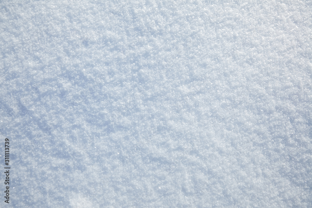 Snow texture, winter background, clean surface, top view