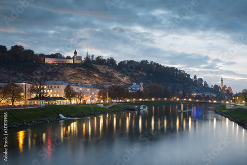 Salzburg city in the night