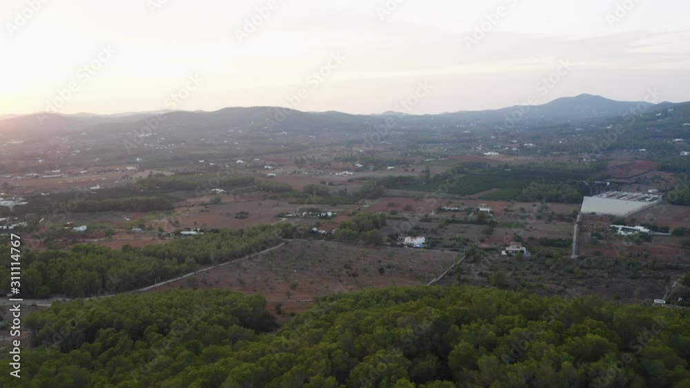 Aerial Shot Hovering Over Mountain Forest and Lush Green Fields Aerial Shot Hovering Over Mountain Forest and Lush Green Fields