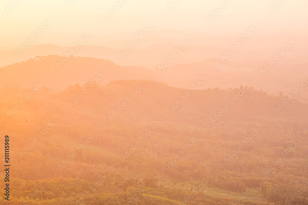 Beautiful Landscape of mountain layer in morning sun ray and winter fog at Doi Hua Mae Kham, Mae Salong Nai, Chiangrai, Thailand Beautiful Landscape of mountain layer in morning sun ray and winter fog at Doi Hua Mae Kham, Mae Salong Nai, Chiangrai, Thailand