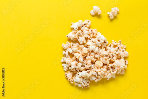 popcorn on Bright yellow isolated