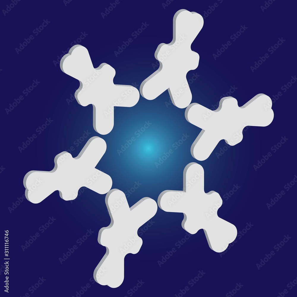 Paper cut isolated snowflake on blue background. Paper cut isolated snowflake on blue background.