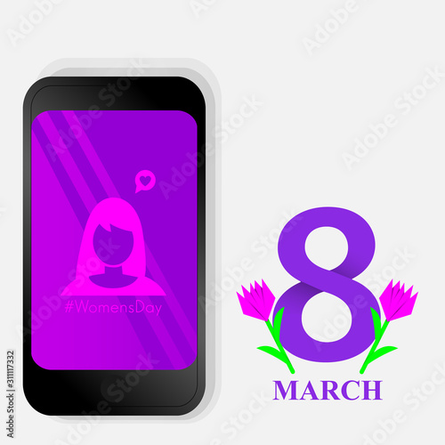 Banner woman day with phone background vector eps 10