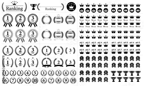 Assortment of Black and White Ranking Icon Materials