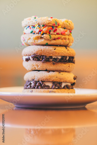Stack of chocolate chip and sugar cookie treats.