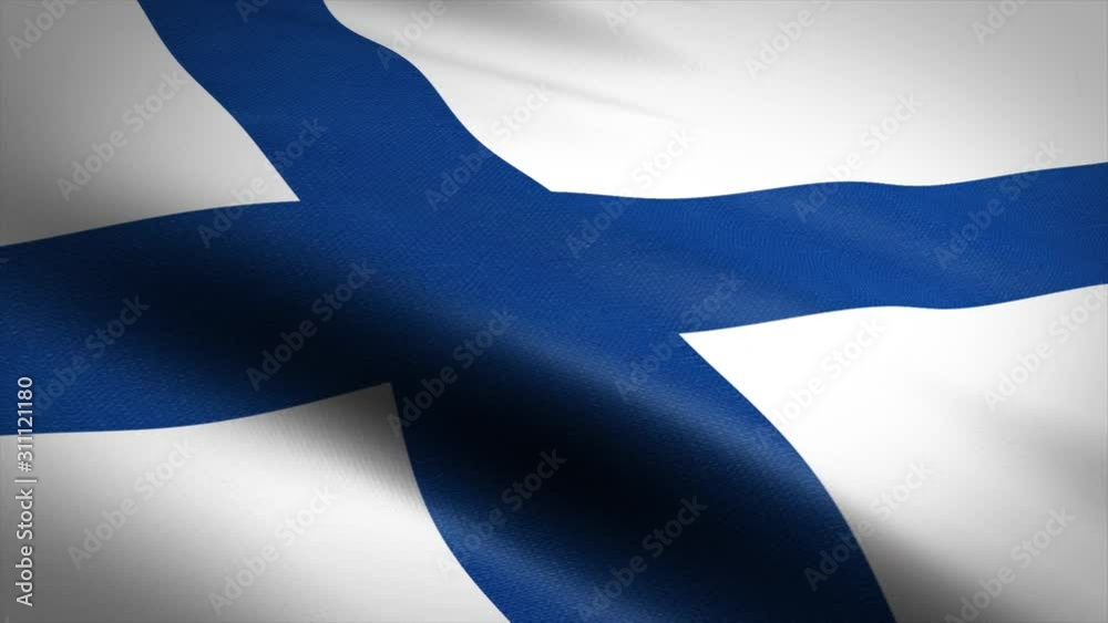 Flag of Finland Loop - waving flag with highly detailed fabric texture seamless loop video. Seamless loop with highly detailed fabric texture. Loop ready in 4K resolution 2160p 60fps