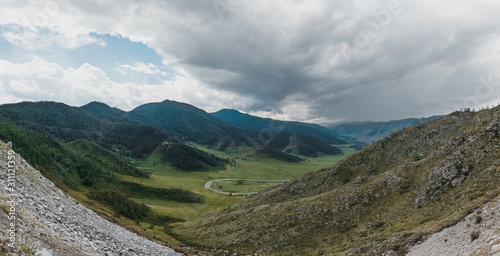 Mountain Altai panoramic view from the pass Chike Taman on the Chui tract © Ernest Vursta