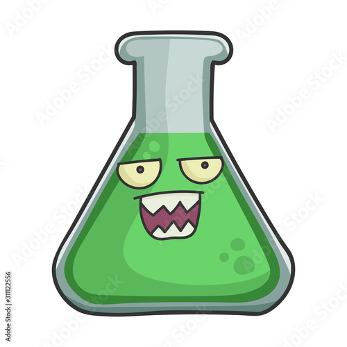 Angry science test tube cartoon