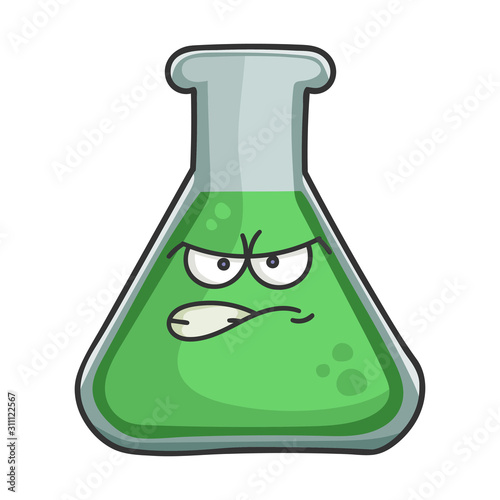 Angry science test tube cartoon