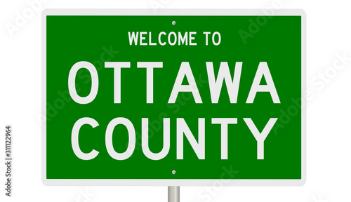 Rendering of a green 3d highway sign for Ottawa County