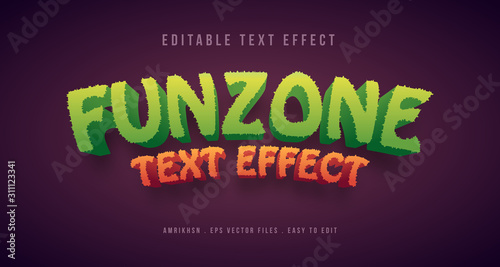 Fun zone cartoon game text effect, editable text