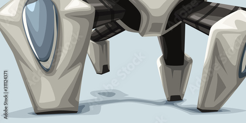 robotic white legs on blue