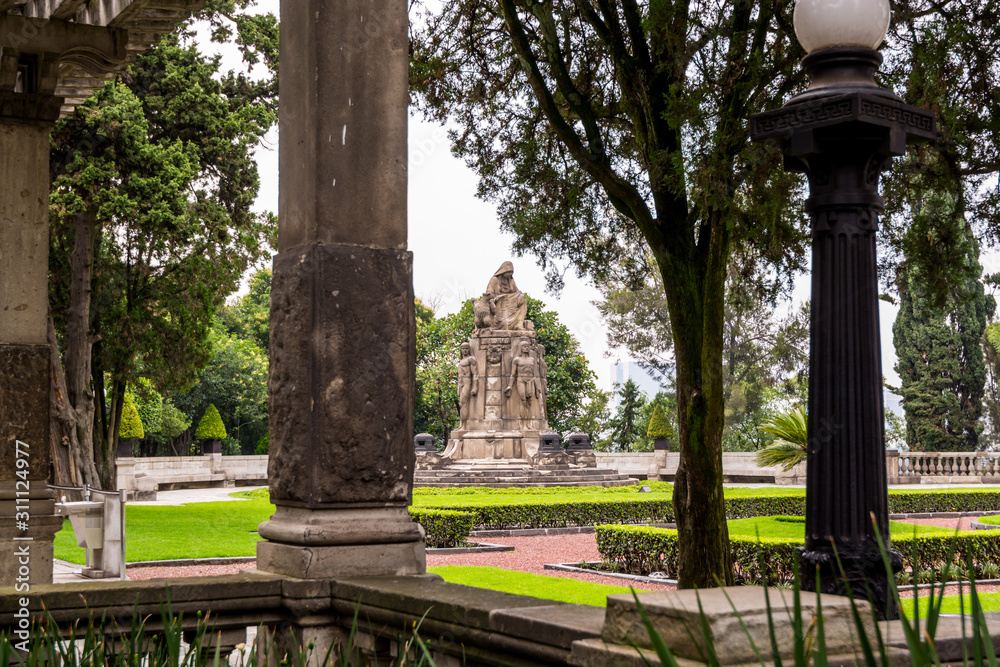Historic builing at the Chapultepec Castle.  Located on top of Chapultepec Hill in the Chapultepec park  in downtown of Mexico city.