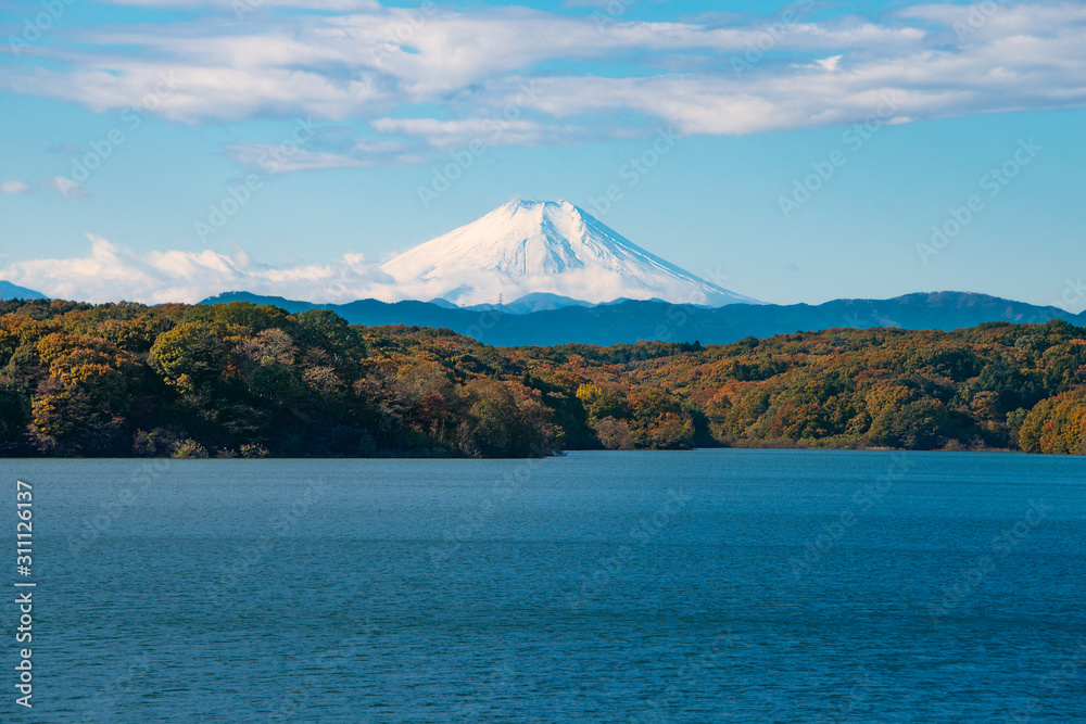 Mt. Fuji view from Sayama Lake, Saitama Prefecture Japan