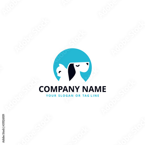 Creative logo design of pet dog cats vector