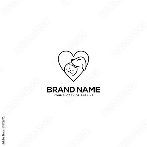 Creative logo design of pet dog cats vector
