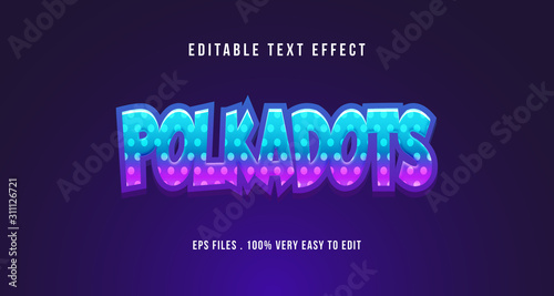 Cartoon game polka dots text effect, editable text