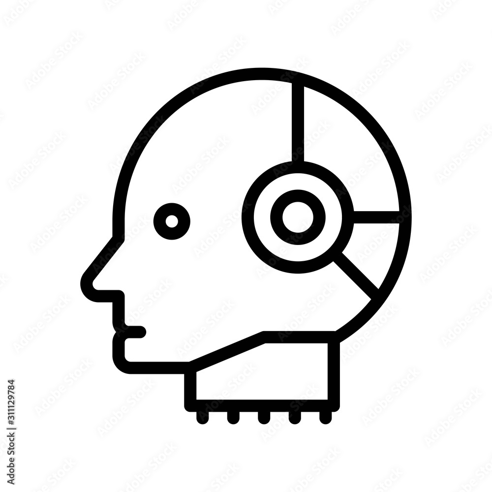 Robot head vector, Artificial related line design icon