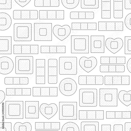 Seamless pattern with hand drawn cartoon plaster. Vector illustration