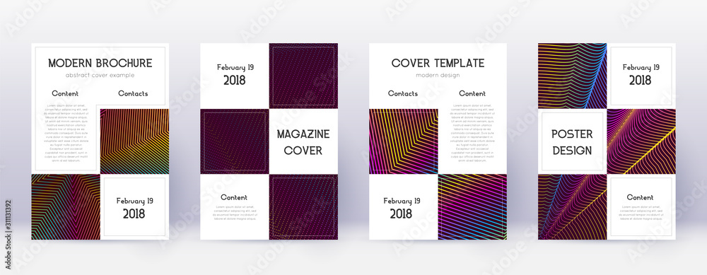 Business brochure design template set. Rainbow abs