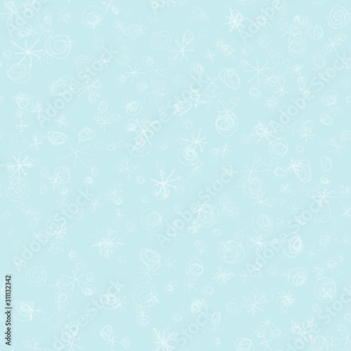 Hand Drawn white Snowflakes Christmas Seamless Pat