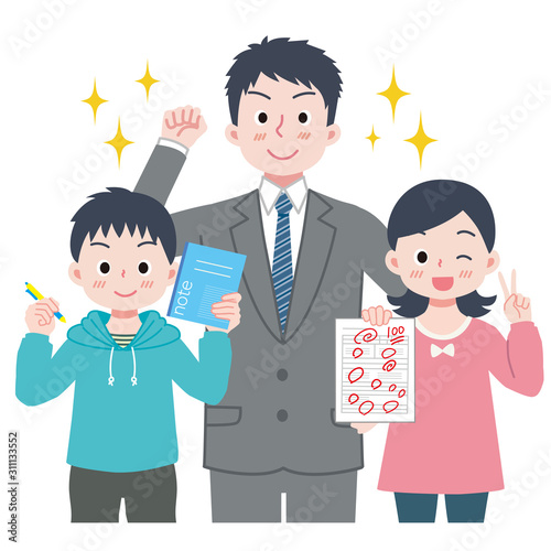 先生　生徒　学習塾のイラスト