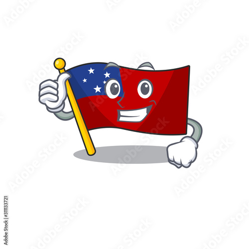 Smiley mascot of flag samoa Scroll making Thumbs up gesture