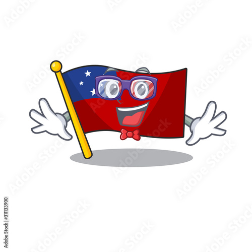 Super Funny Geek flag samoa Scroll cartoon character design