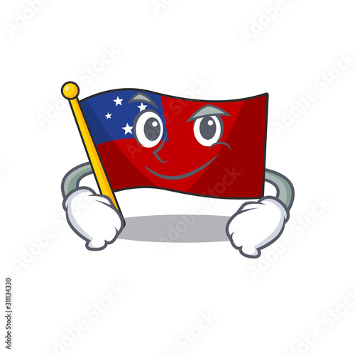 Cool flag samoa Scroll mascot character with Smirking face