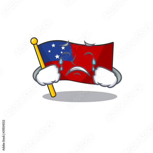 Sad Crying flag samoa Scroll cartoon character design