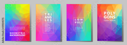 Facet polygonal abstract cover pages, low poly set