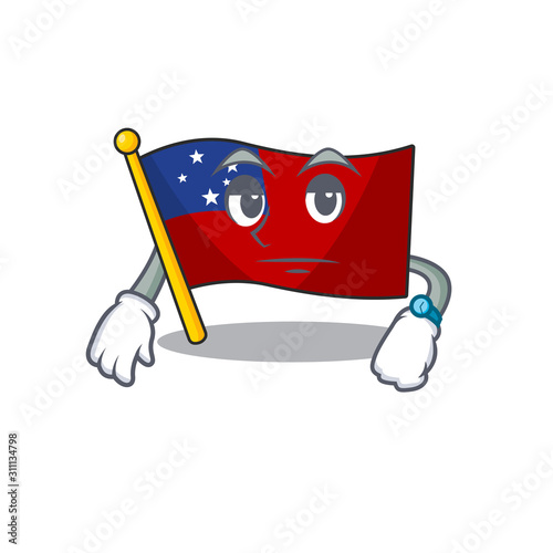 Waiting gesture flag samoa Scroll on cartoon character design