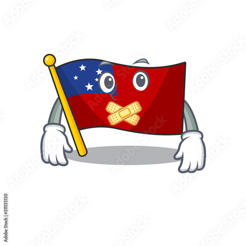 Flag samoa Scroll mascot cartoon character design on silent gesture
