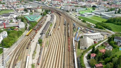 I take some aerial shots with my quadcoper in 4K from a train in my hometown St.Pölten - Austria photo