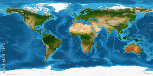 XXL size physical world map illustration. Primary source, elements of this image furnished by NASA. Extra large big map with highest detail avalable. 350 Mega Pixels resolution. photo