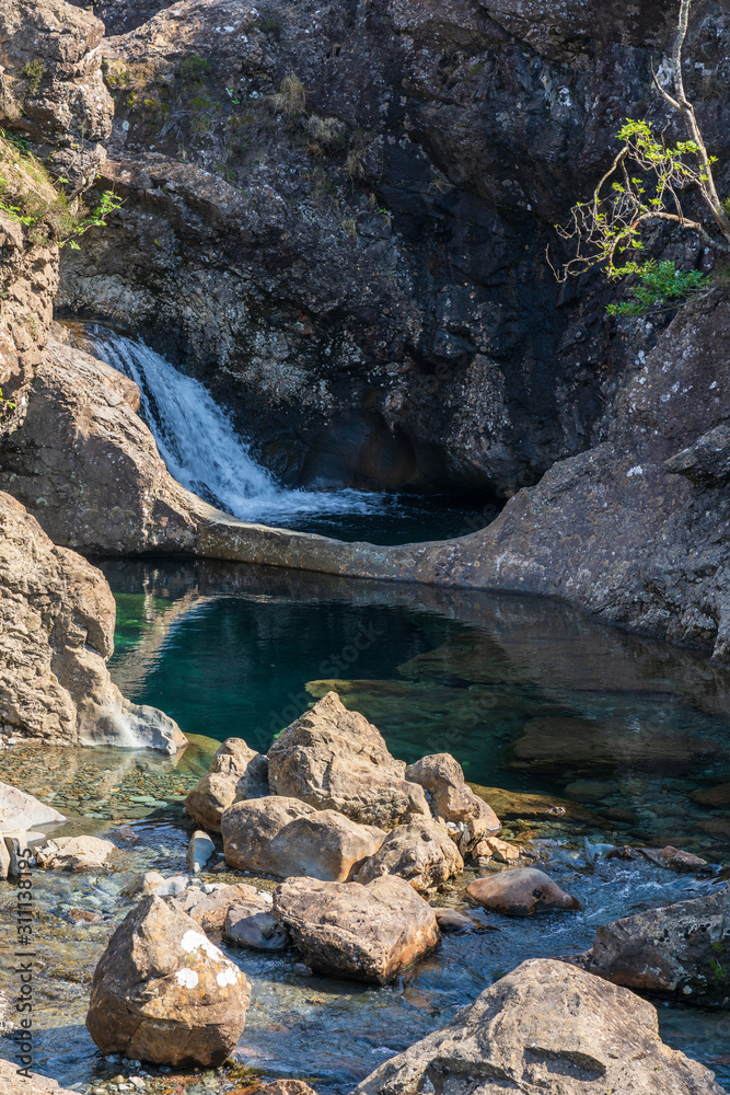 waterfall isle of skye fairy pools rocks