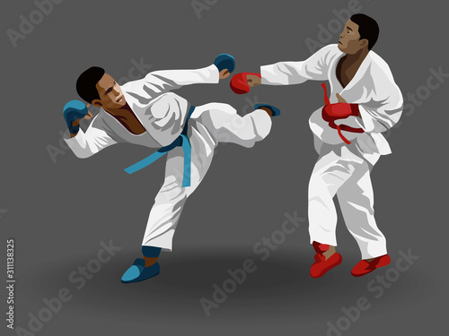 Kumite, is a combat with empty hands in karate