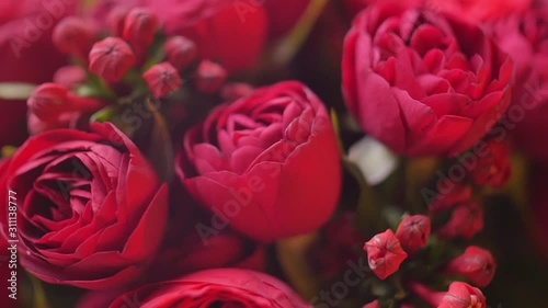 red flowers flower bouquet slow motions