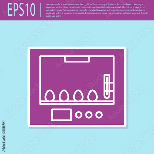 Retro purple Incubator for eggs icon isolated on turquoise background. Vector Illustration