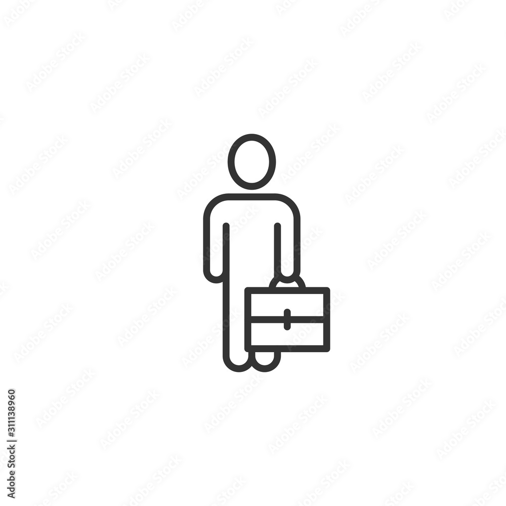 Businessman with briefcase icon in flat style. People manager vector illustration on white isolated background. Employee business concept. Businessman with briefcase icon in flat style. People manager vector illustration on white isolated background. Employee business concept.