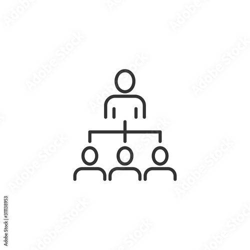 Corporate organization chart with business people vector icon in flat style. People cooperation illustration on white background. Teamwork business concept.