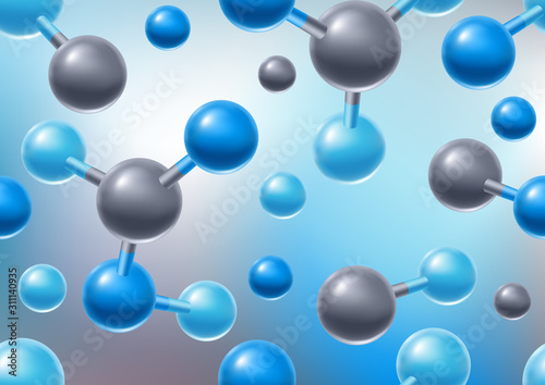Background with abstract molecules or atoms.