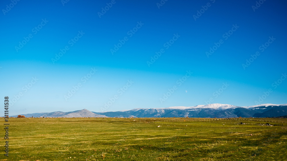 Peak of Navacerrada that separates the provinces of Segovia and Madrid in the mountains of Guadarrama, Spain