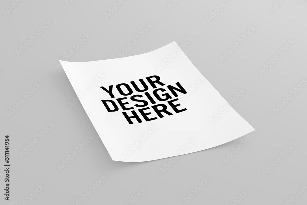 Mock up of a sheet of paper isolated on a background with shadow - 3d rendering Mock up of a sheet of paper isolated on a background with shadow - 3d rendering